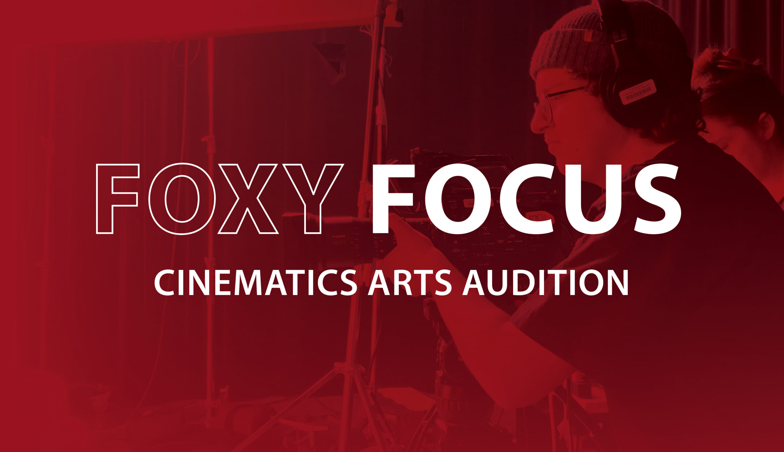 A promotional graphic for a cinematic arts audition titled 